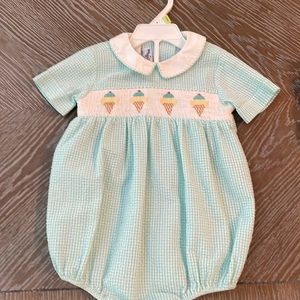 Boys hand smocked bubble 12 months